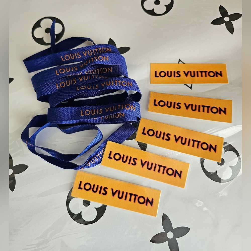 LOUIS VUITTON Gift Wrap Paper (10 Sheets), Louis Vuitton Ribbon, 5 LV Stickers